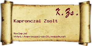 Kapronczai Zsolt névjegykártya